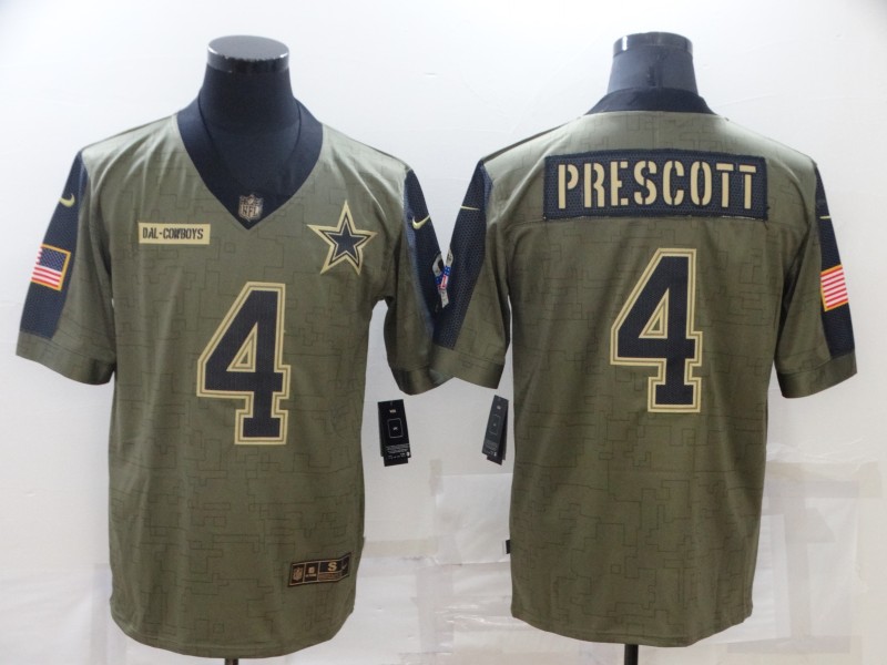 Men's Dallas Cowboys Dak Prescott #4 Brown Jersey
